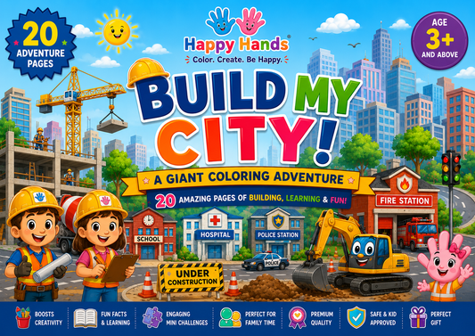 Build My City Adventure Pack front cover featuring giant A3 colouring activities for children aged 3+